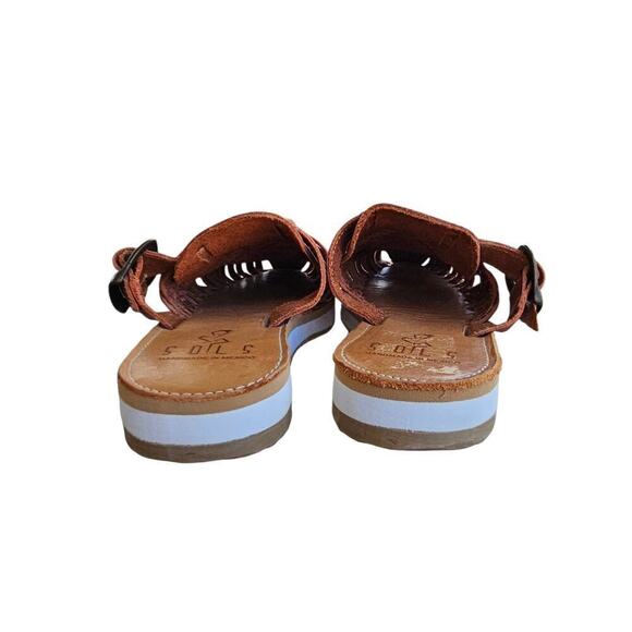 Sols Leather Huarache Mules Brown Size 8 - Picture 4 of 7